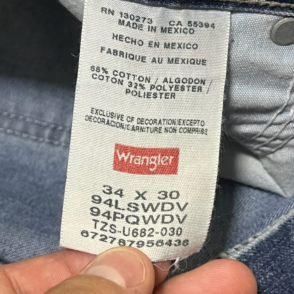 Wrangler Carpenter Jeans 34x30 Blue Distressed Faded Workwear Vintage‎ 2000s - Picture 8 of 16